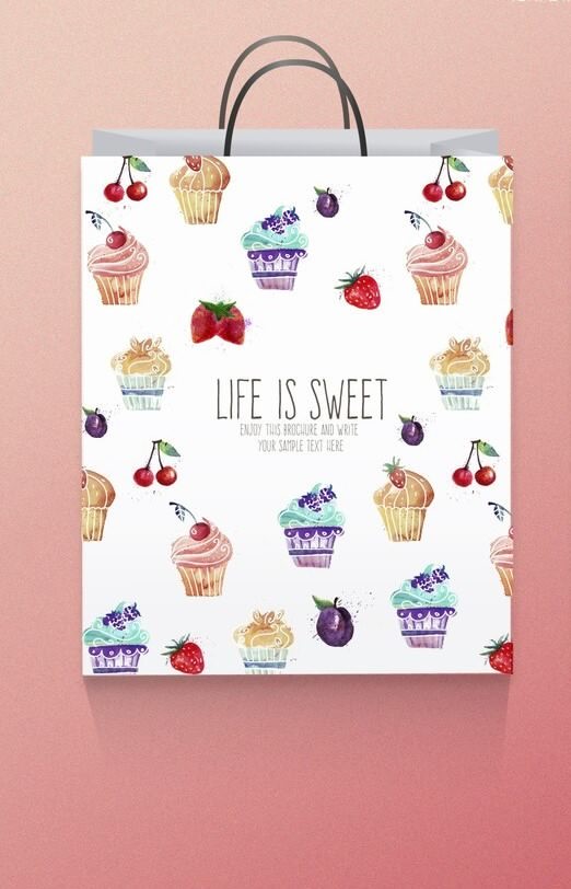 Бумажный пакет с люверсами 25х35х10 вертикальный